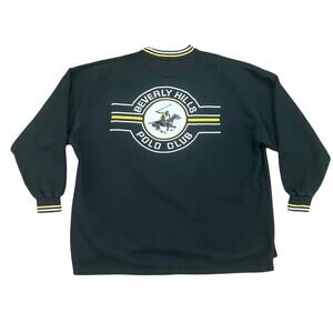 Vintage Y2K Men’s Beverly Hill Polo Black Yellow Oversized Logo Sweatshirt XXL